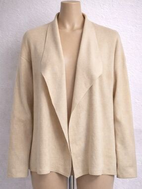 Ellen Tracy Silk Blend Cardigan Petite P Cream Open Front